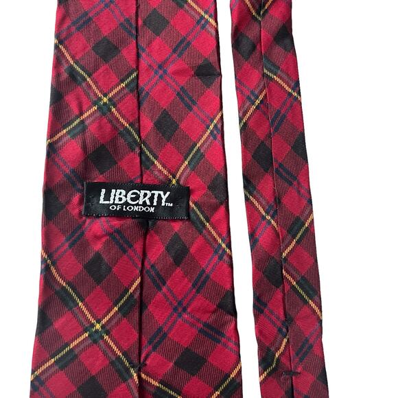 Liberty of London Red Plaid Tartan Necktie Silk USA Made Classic Men's Tie - Picture 6 of 8